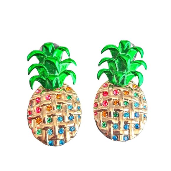 Sugarfix by Baublebar Embellished Goldtone Pineapple Earrings NEW - Picture 1 of 2